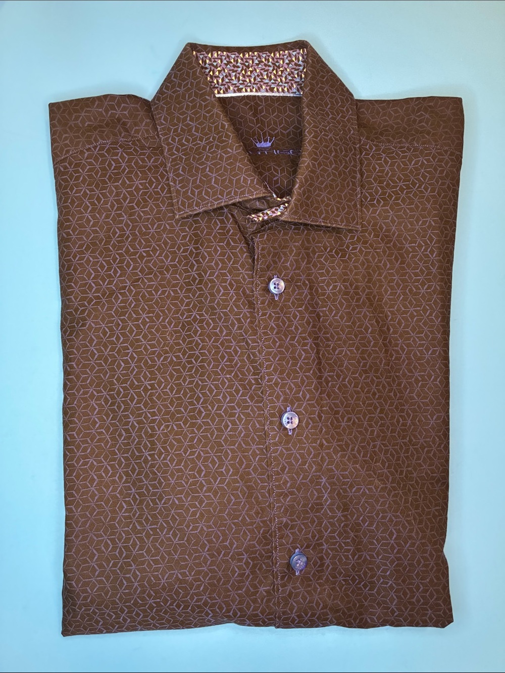 Bertigo men’s large blue and black pattern long sleeve shirt